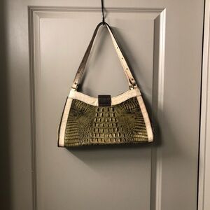 Brahmin Olive and Cream Shoulder Bag